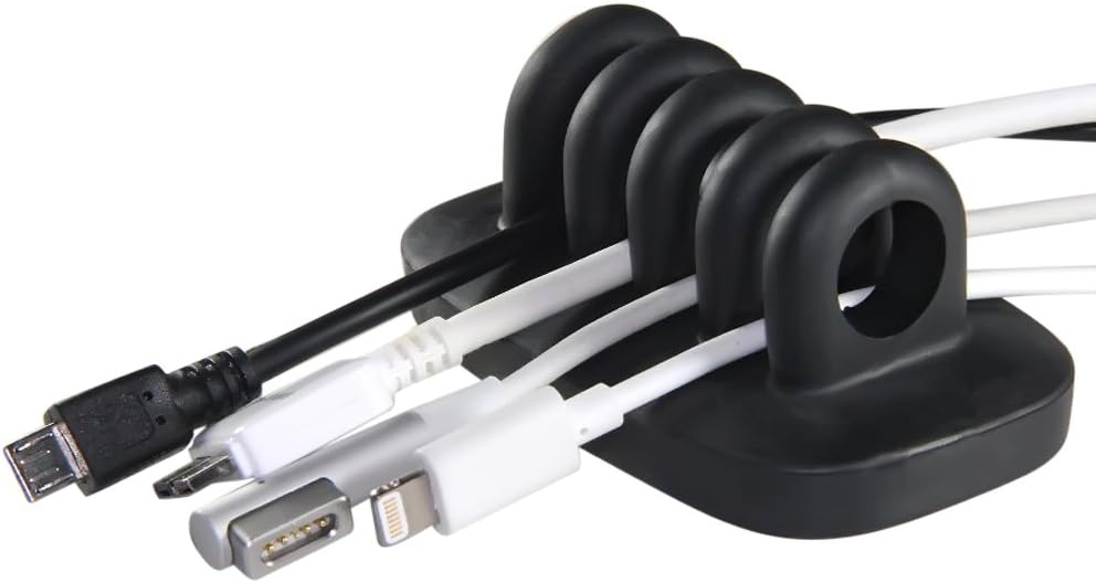 Desktop Cable Organizer, Weighted, No Bad Smell, Bundled with 4 Reusable Cable Ties (Black)