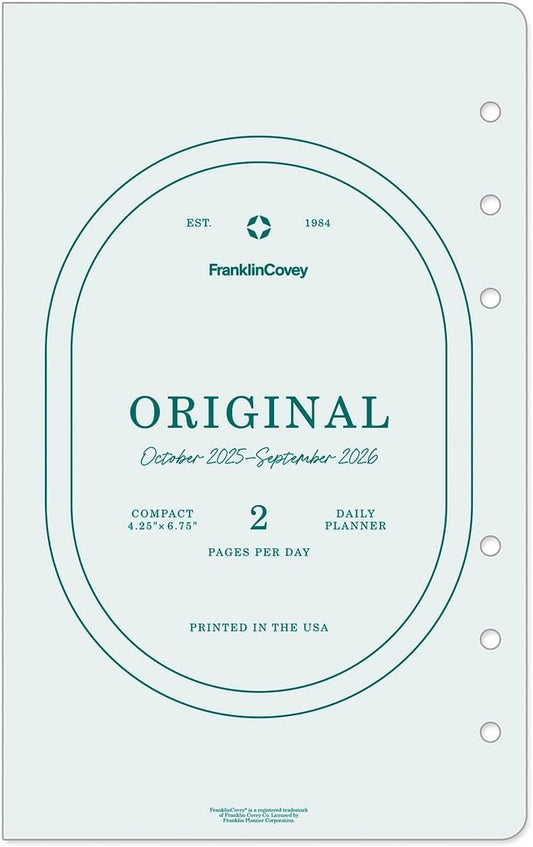 FranklinCovey - Original Two Page Per Day Ring-Bound Planner (Compact, Oct 2025 - Sep 2026)