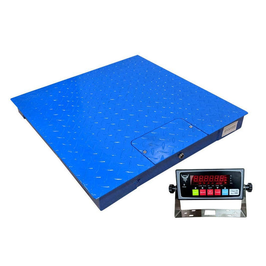 PEC Tools FS Series Professional Grade Steel Floor Scale - Heavy-Duty Pallet and Shipping Scale for Industrial Use - Weighs Packages Up to 10000x1lb - 48x48