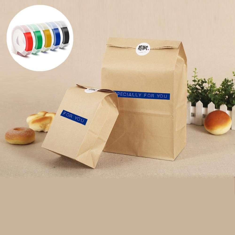 Embossing Label Tape Compatible with Dymo Label Maker,3/8 Inch 3D Plastic Labels Replacement for Dymo Organizer Xpress 12965 DYM 12966 Office Mate II (White on Black/Red/Blue/Yellow/Green)