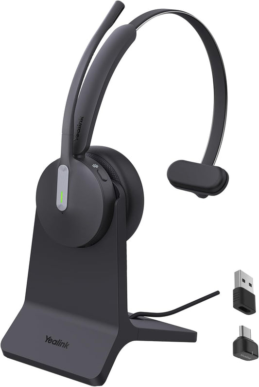 Yealink BH70 Mono Wireless Headset with Mic for Work, Bluetooth Headphone Teams Certified, up to 35h Talk Time, 91g Lightweight Comfort, USB-C to A