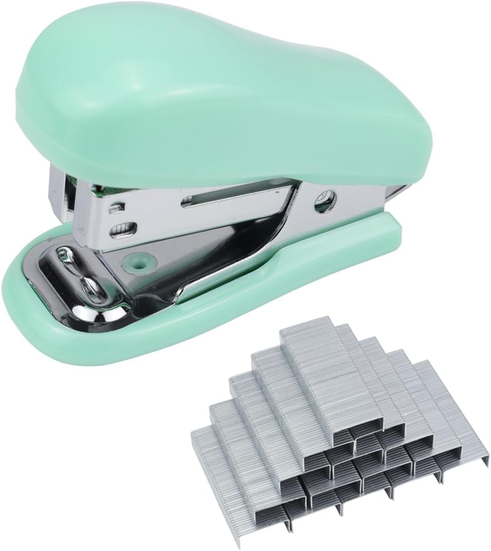 Mini Desktop Stapler Set,20 Sheet Capacity,Includes Built-in Staple Remover and 750PCS No.12 Staples,Small Cute Stapler for Office and School Supplies (Green)