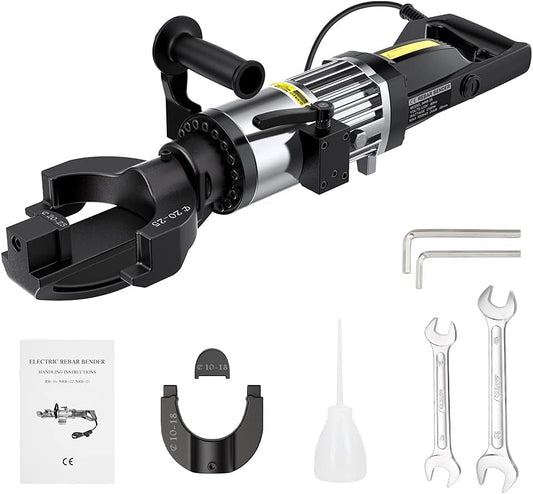 Anbull 1500W Electric Rebar Bender,Hydraulic Rebar Bending Machine Bending up to 1 Inch #8 25mm Rebar with an Extra Set of 10-18mm #3 - #6 Rebar Bending Head, Bending Angle 90 Degrees or Greater
