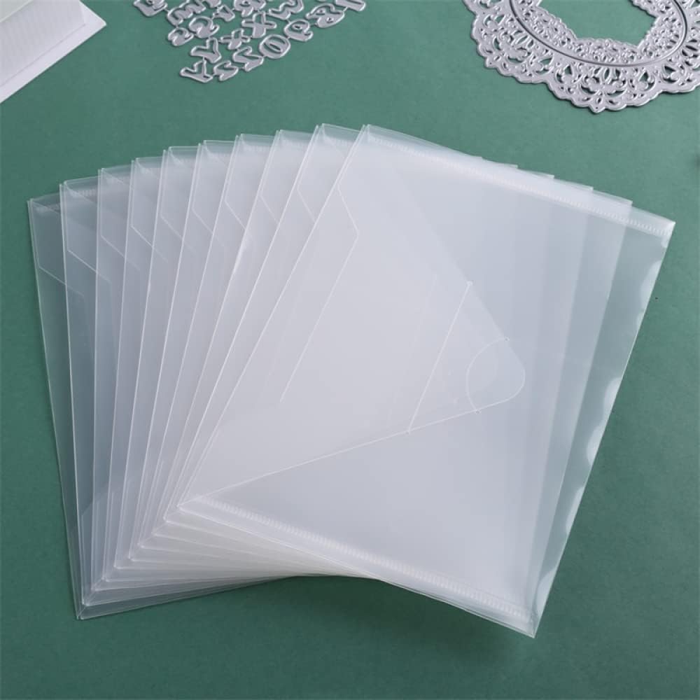 10 Pack Stamp and Dies Storage Pocket,8.75x6 inch Large Size Plastic Storage Envelopes Transparent Plastic Folders for Cutting Dies Stencil Embossing Crafts for DIY Scrapbooking Craft Organizer Holder