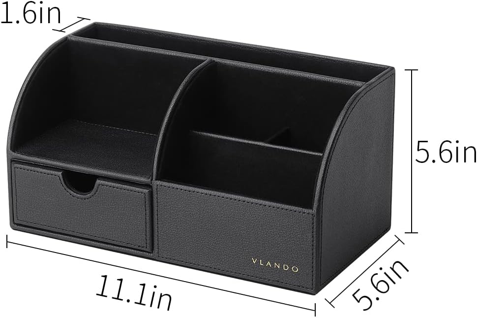 Vlando Office Supplies Desk Organizer Caddy,Back to School Supplies for Desk Caddy, Desktop Hanging File Letter Document Storage Holder with Drawer Organizer Section for Office Home 2 Pack Black
