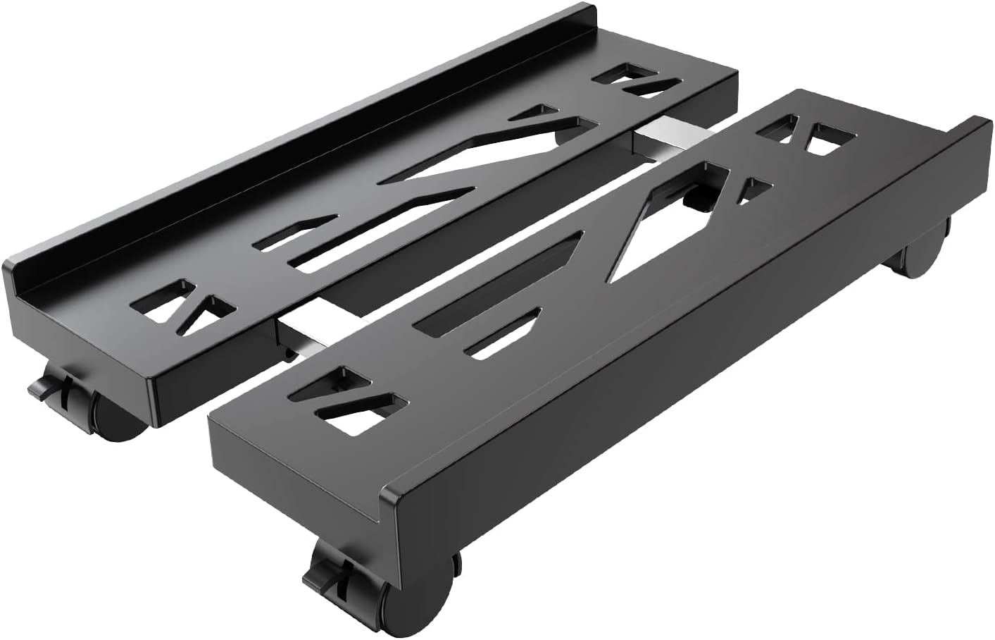 Adjustable Mobile CPU Stand, Ventilated Computer Tower Stand with 4 Caster Wheels Fits Most PC Tower, Under Desk CPU Holder PC Floor Cart Computer Riser for Gamers and Students (Black)