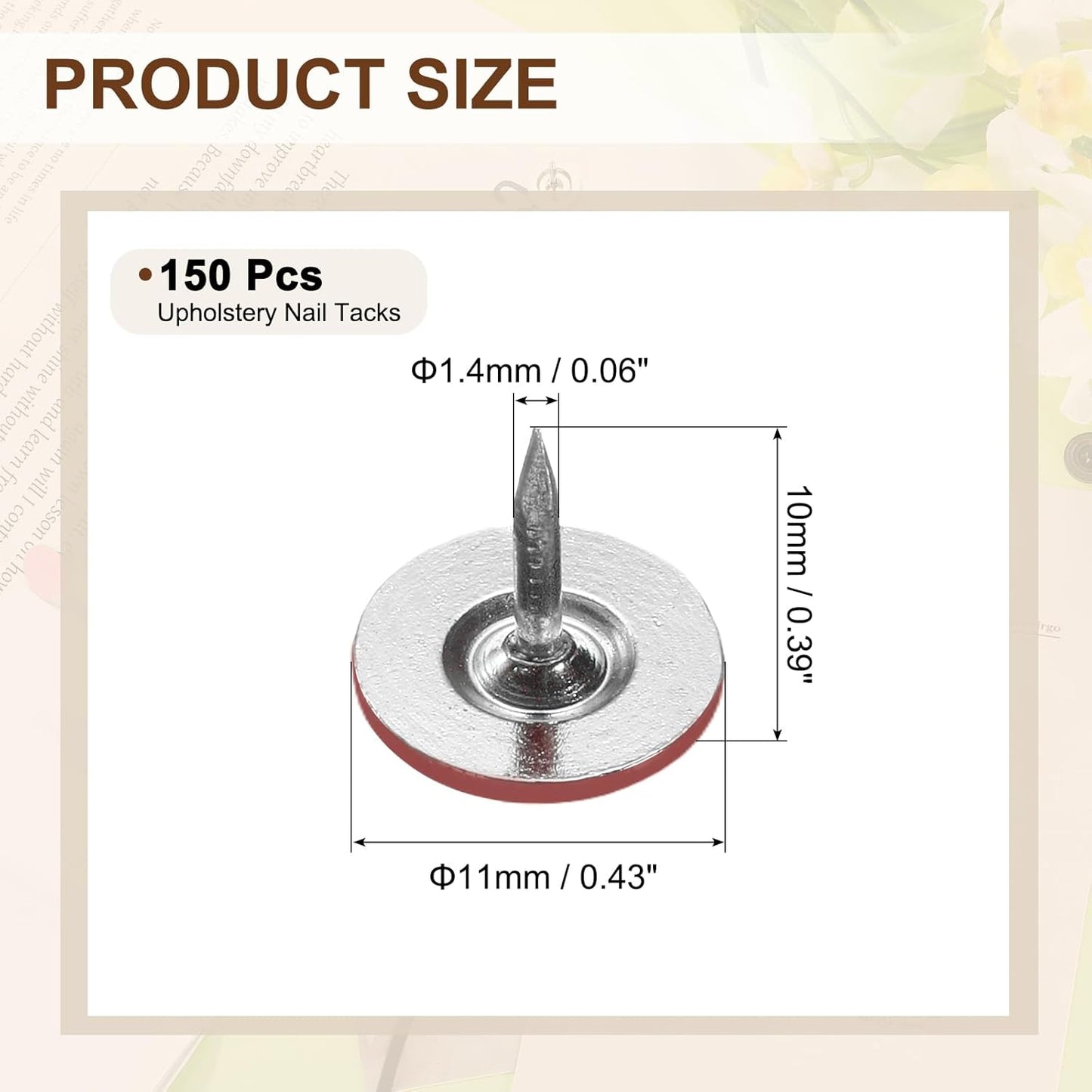 uxcell 150Pcs Upholstery Tacks, 11mmx10mm Flat Head Thumb Tack Decorative Furniture Nails Push Pins for Furniture Sofa Headboards, Red