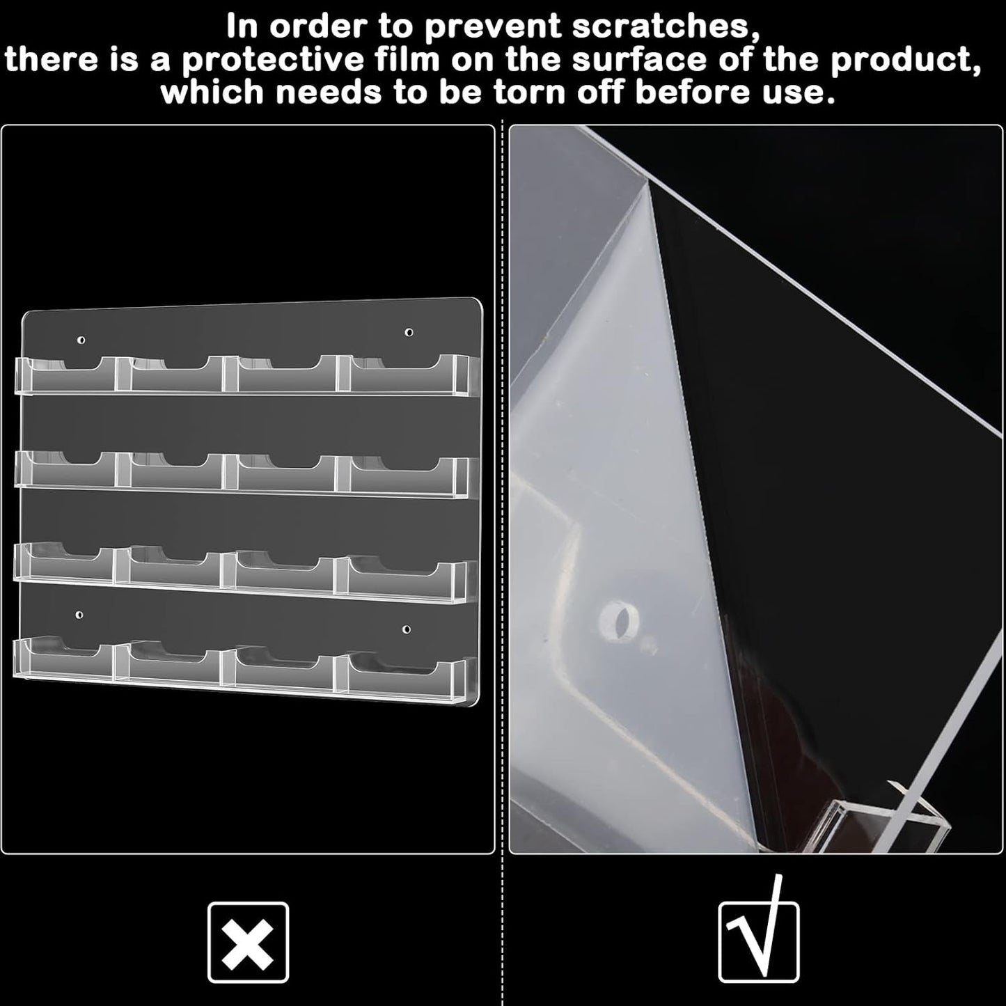 Hillban Acrylic Business Card Holder Wall Mount Clear Sticker Display Rack Multiple Card Holders Clear Acrylic Organizing Sticker Display Stand Pre Drilled(16 Pockets)