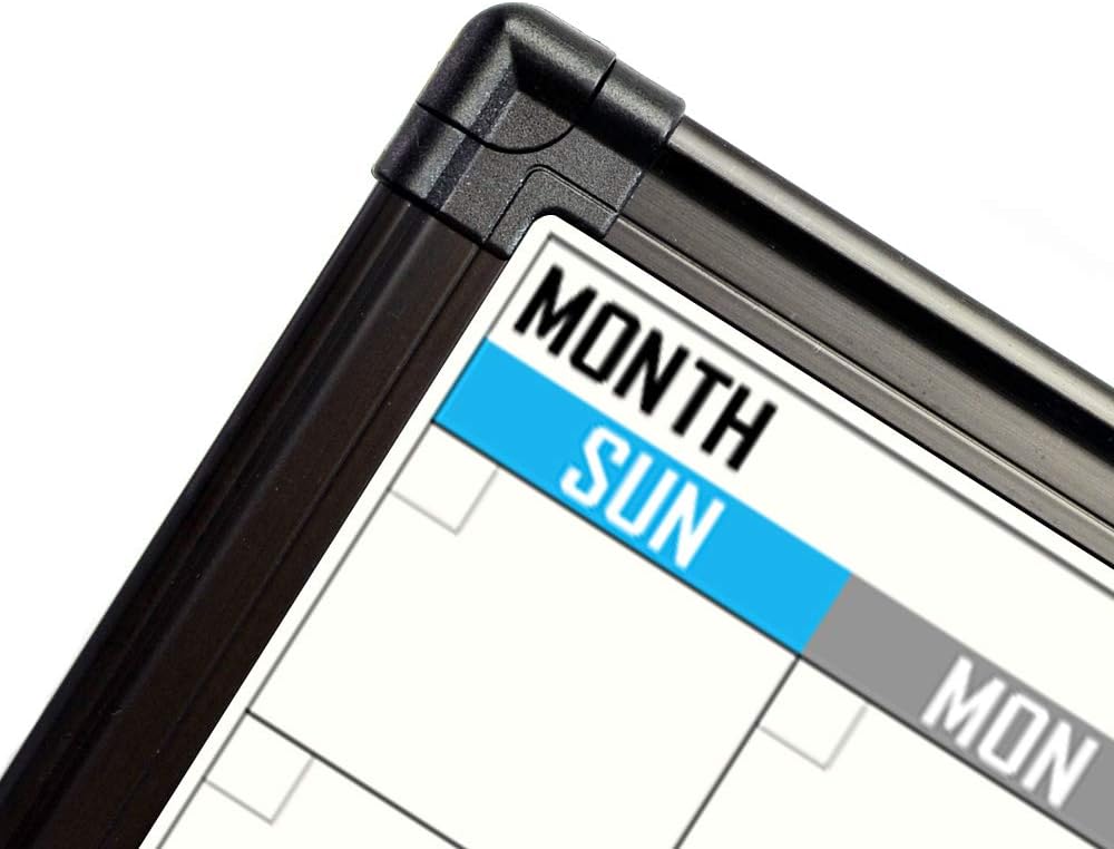 XBoard Dry Erase Calendar Whiteboard 48 X 36 - Combo White Board Calendar Monthly, Magnetic White Board + Corkboard with Black Aluminum Frame, Colorful Push Pins & Marker Tray Included