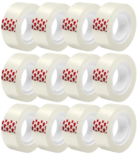 12 Rolls Transparent Tape Refills, Clear Tape Dispenser Refill Rolls, Glossy Gift Wrap Tapes for Office, School, Home, 3/4 x 1000 Inches