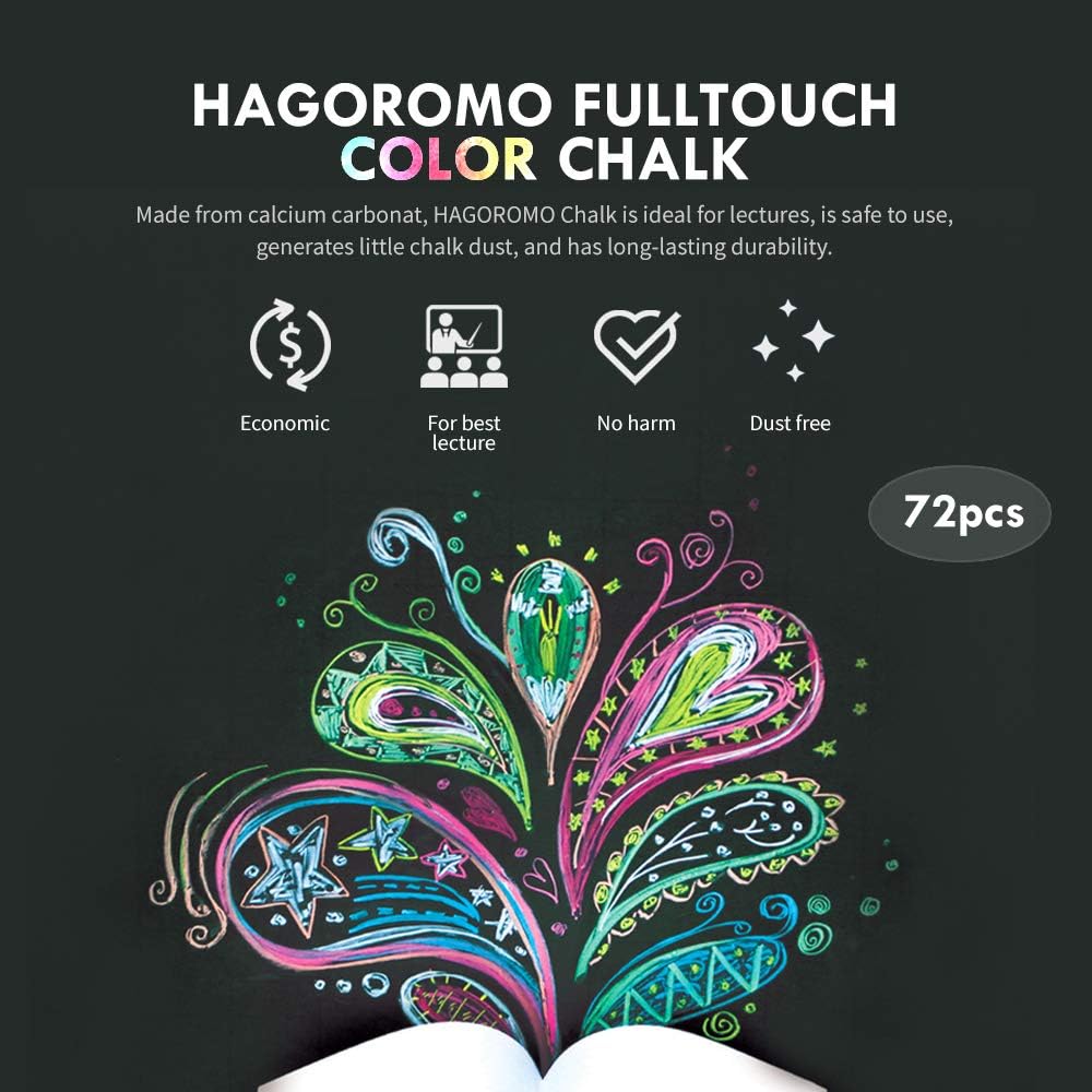 Hagoromo Fulltouch Color Chalk 1 Box [72 Pcs/5 Color Mix]