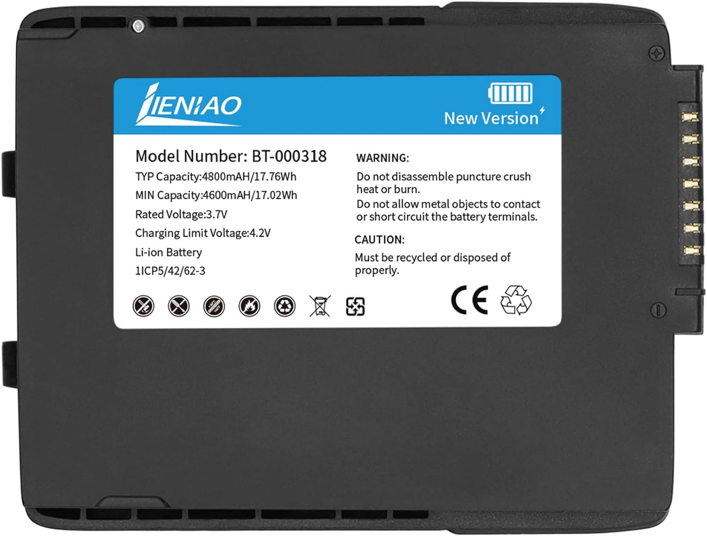 12 Pack for Zebra Scanner Battery TC77 BT-000318 [New Version 4800mAh] for Zebra TC77 Battery TC70 TC70x TC72 TC75 TC75x TC700H TC700K TC77HL TC720L Barcode Scanner BT-000318-01 (12)