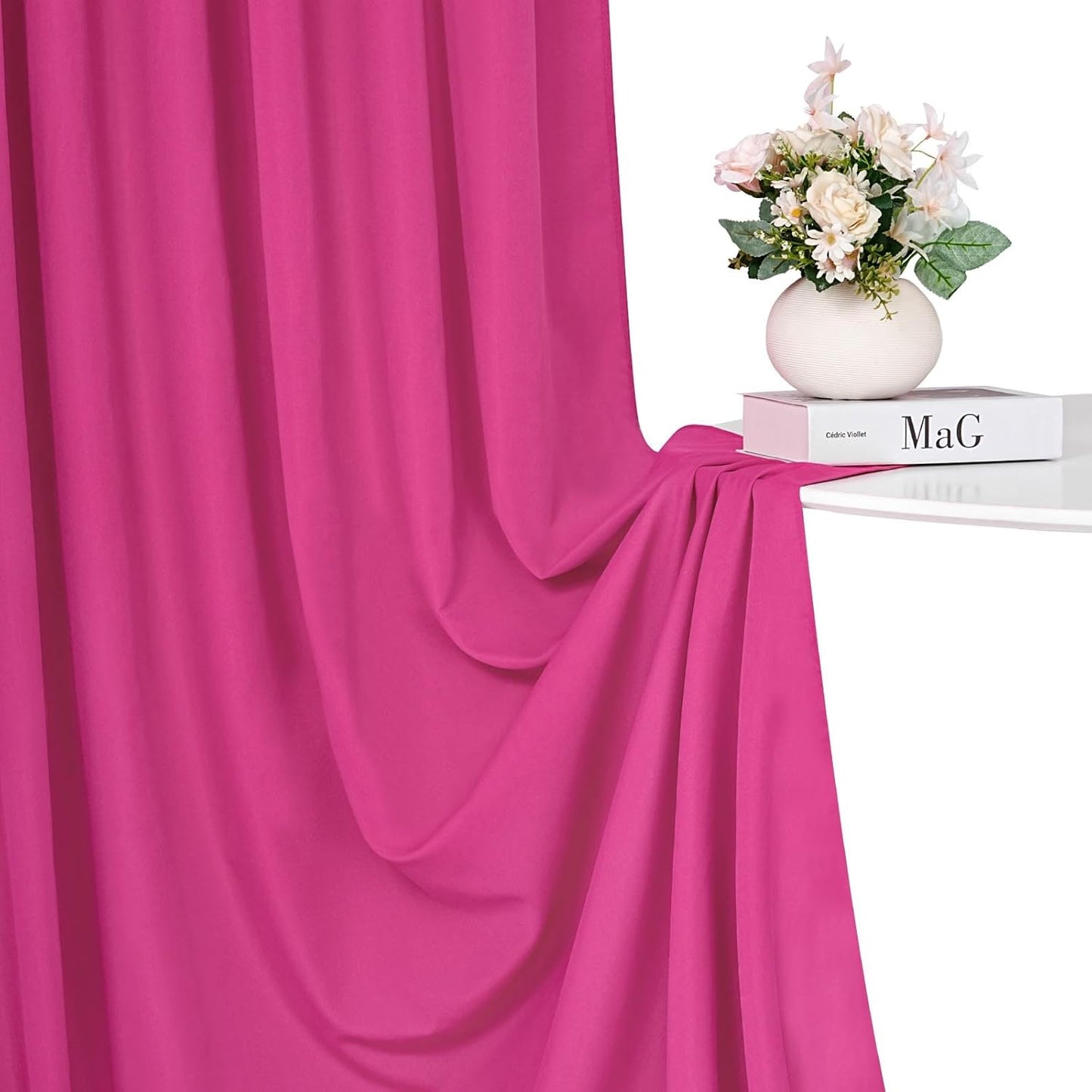 Hot Pink Backdrop Curtains 10x10ft: Polyester Parties Backdrop Drapes Panels - Fuchsia Baby Shower Birthday Photography Fabric Background