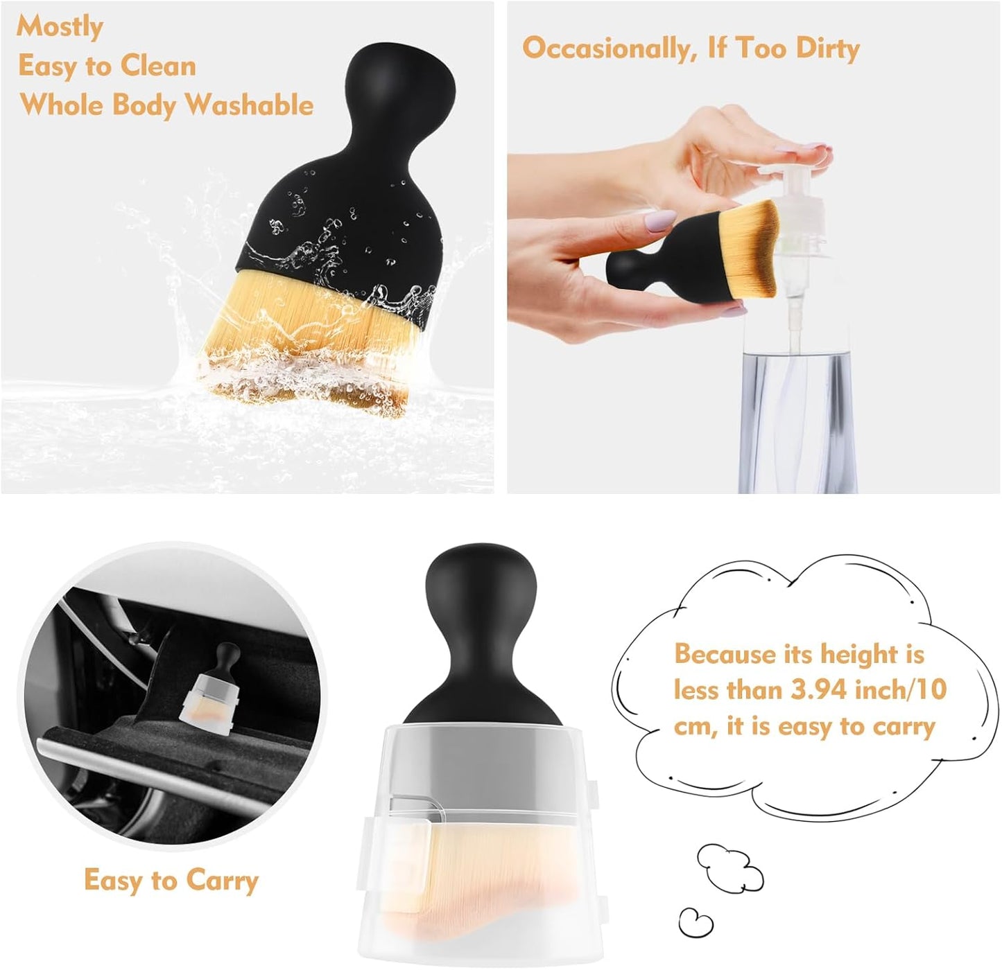 Car Interior Cleaning Brush Car Duster Interior with Ultra Soft Bristles Auto Detailing Brushes Dusting Car Accessories for Dashboard, AC Vents, Leather, Scratch-Free (1Pack)