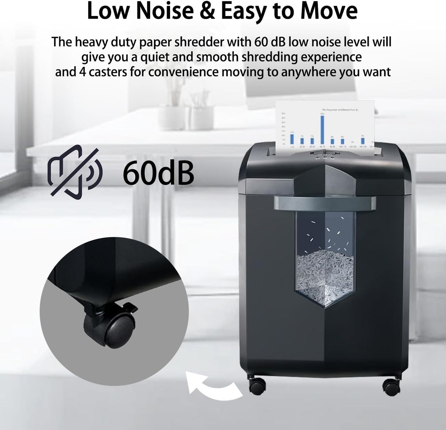 Bonsaii Heavy Duty Paper Shredder, 16 - Sheet, Micro - Cut Office Shredder, 60 - Minute Continuous Running time, Commercial Grade, 6 - Gallon Pull - Out Basket, High - Security P - 4 Level Protection