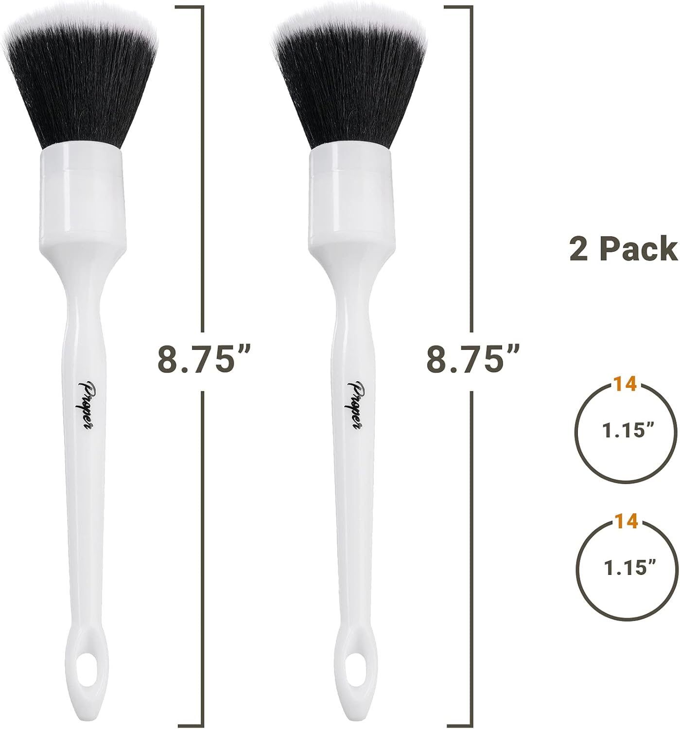 Car Detailing Brush Set, Premium Quality Ultra Soft Bristles, Clean Auto Interior (Leather Seats, Air Vents) or Exterior (Wheels, Paint, Emblems) Detail Brushes Car Detailing (2 Pack)