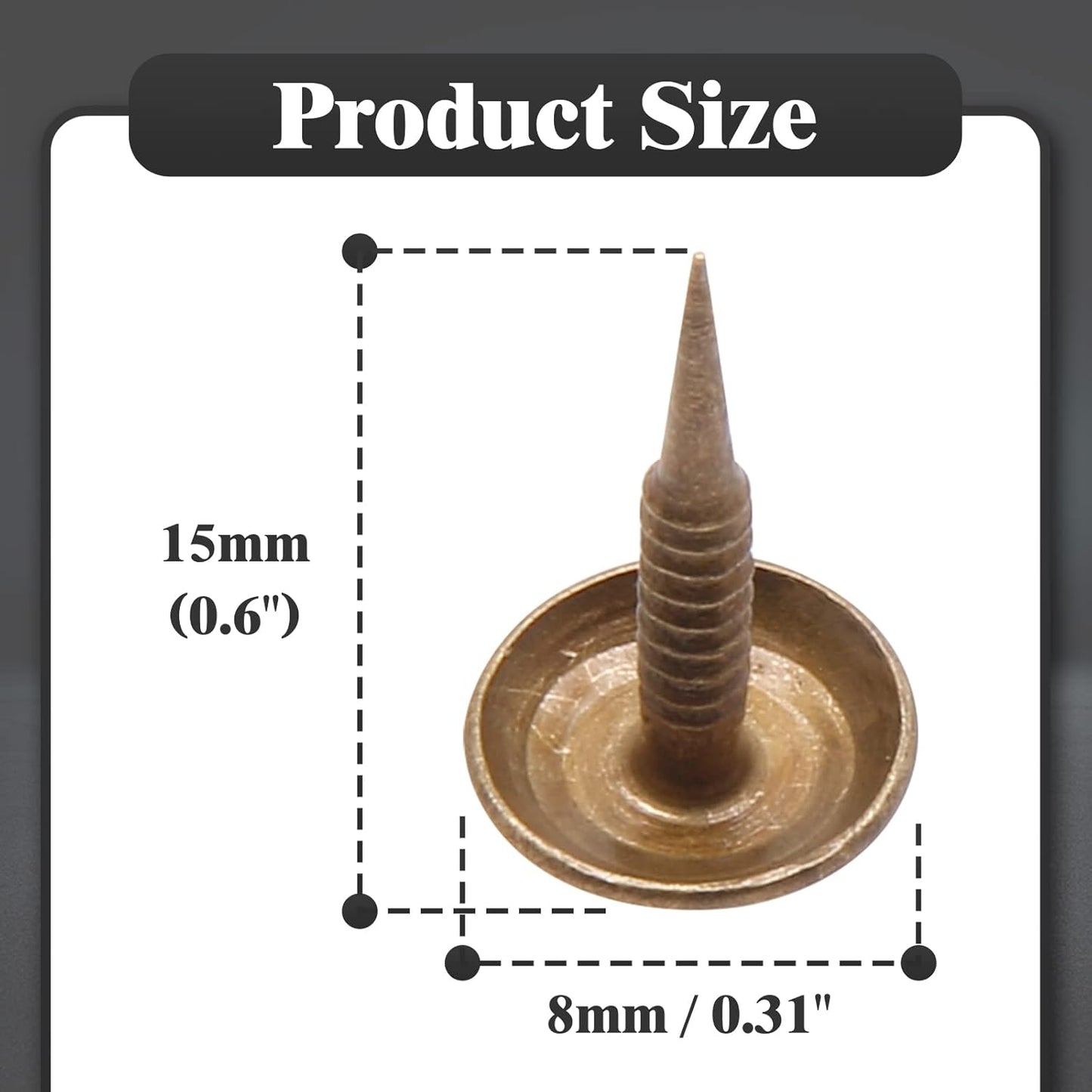 Piutouyar Bronze Upholstery Tacks, Decorative Tack, Furniture Tacks Pins 8mm x 15mm / 0.31 Inch x 0.6 Inch, Upholstery Nails for Sofa, Door, Jewelry Box(100Pcs)