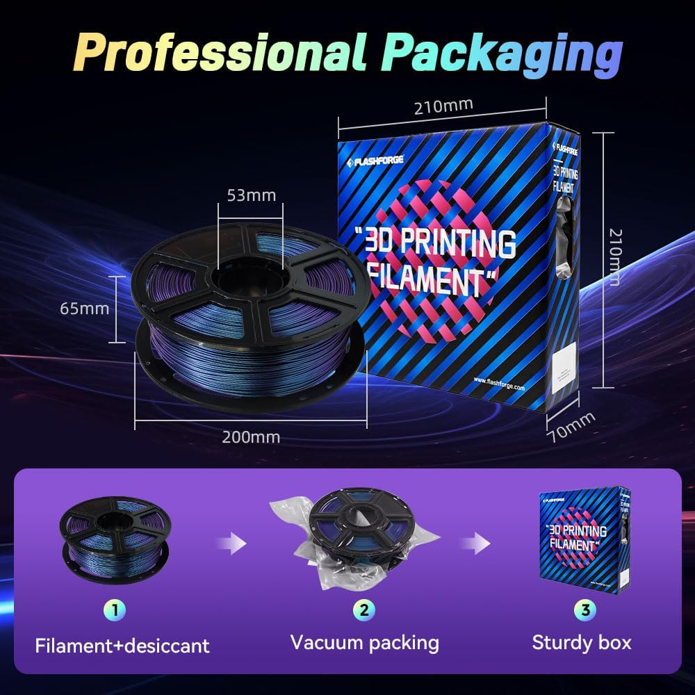 FLASHFORGE Chameleon Gradient Rapid PLA Filament Burnt Titanium & Nebula Purple, High Flow Speedy Filament 1.75mm Max 500mm/s Fast Printing, Displays Shimmering Effects from Various Angles and Light