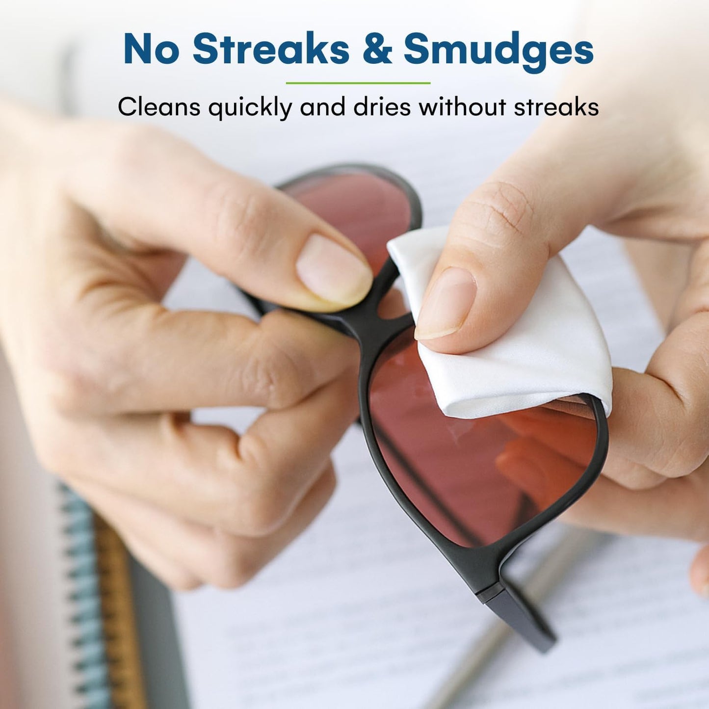 Care Touch Lens Wipes for Eyeglasses- 400 Count Individually Wrapped Pre- Moistened Wipes, 5 x 6 Inch- Camera Lens, Sunglasses and Glasses Cleaner,- Gentle and Portable for Cleaning of Optical Devices