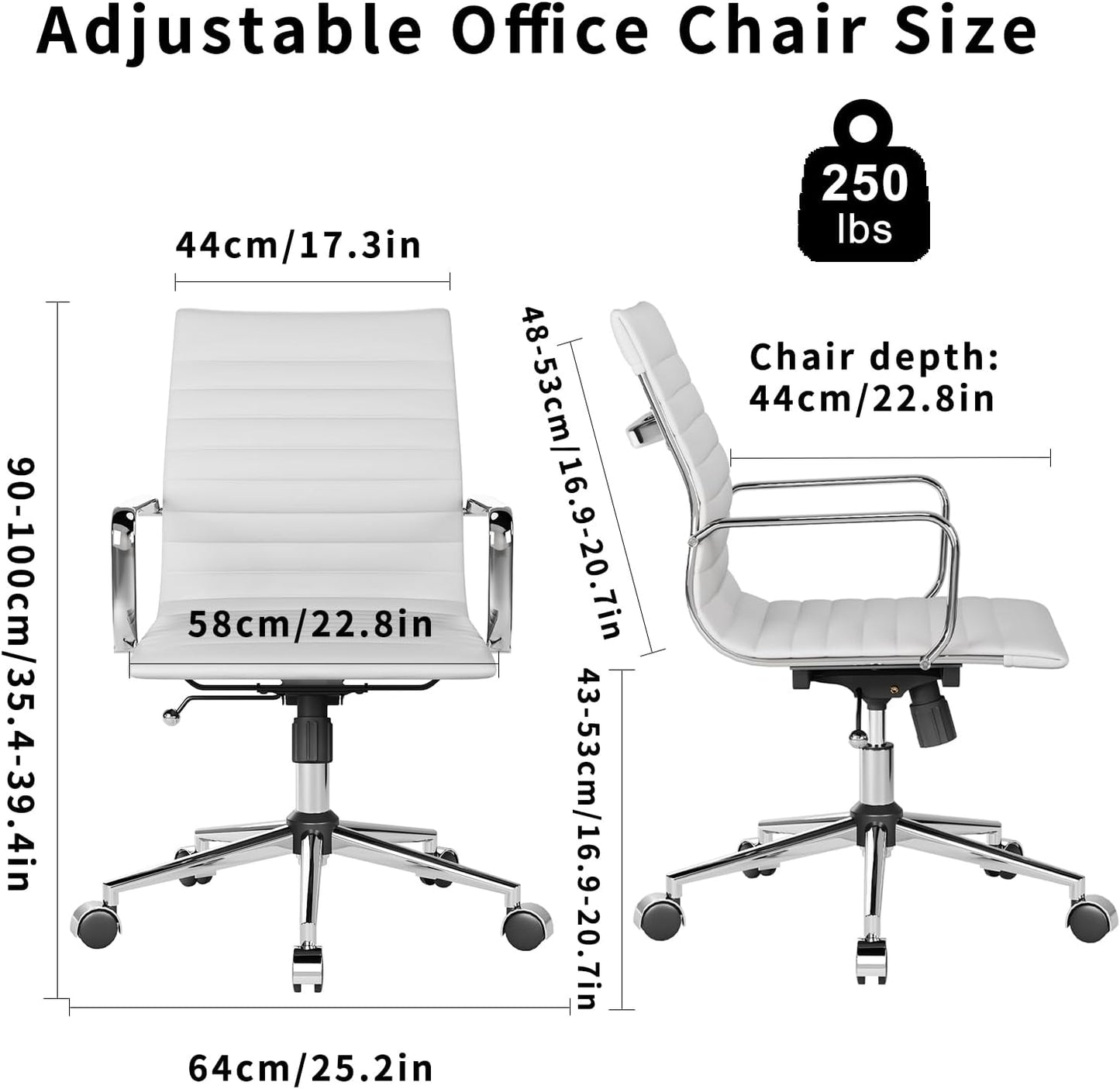 Chair, Desk Computer Chair ，with Armrests ，Ergonomic Office Chair for Home and Office, 17.32 x 22.83 x 35.43 inches, Multiple Colors (White)