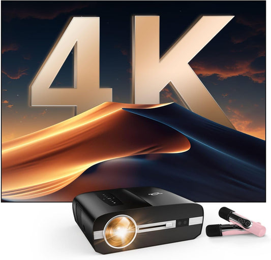 Smart WiFi Bluetooth Home Theater Movie Gaming Video Projectors 4K HDR with Apps HDMI ARC Auto Focus 6D Keystone Digital Zoom for Indoor Daytime Daylight,TV,Laptop,Basement,Church,Bright Room,Ceiling