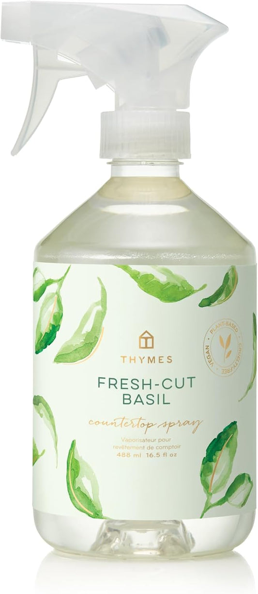 Thymes Countertop Spray - Counter Cleaner Spray - Household Cleaning Supplies (Fresh-Cut Basil, 16.5 fl oz)
