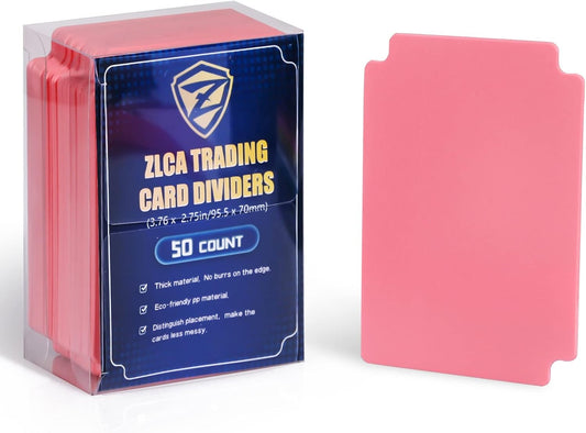 ZLCA 50 Pieces Trading Card Dividers, Playing Card Page Dividers with Tabs, Plastic Card Separator for Storage Box Folder Record Baseball Games Sports Card 2.75 x 3.76 Inch (Pink)