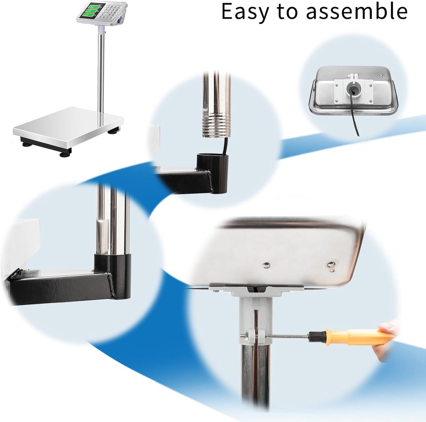 TUFFIOM 661lbs Weight Electronic Platform Scale,Stainless Steel High-Definition LCD Display,Digital Floor Heavy Duty Scales,Perfect for Luggage Package Price Computing Postal Shipping Mailing