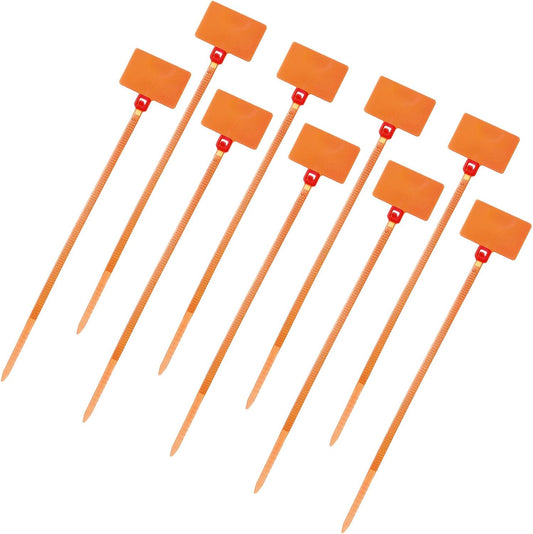 uxcell 100 Pcs Cable Label Marker Tags, Nylon Cable Zip Tie Tags 4.3 Inch Writable Self-Locking Wire Labels Zip Ties for Organization Marking, Orange