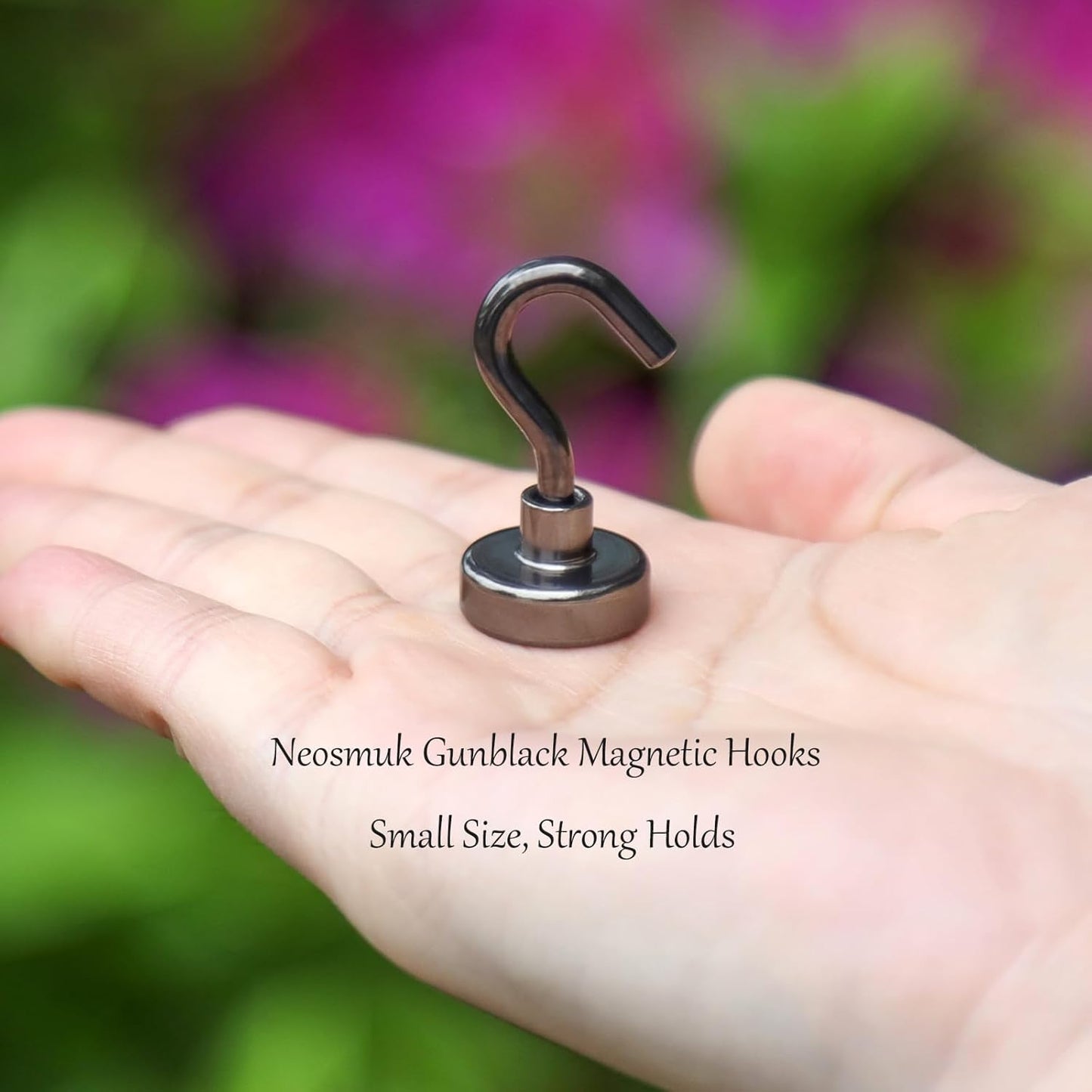 Neosmuk Magnetic Hooks,30lb Heavy Duty Earth Magnets with Hook for Refrigerator, Extra Strong Cruise Hook for Hanging, Magnetic Hanger for Cabins, Grill (Gunblack, Pack of 4)