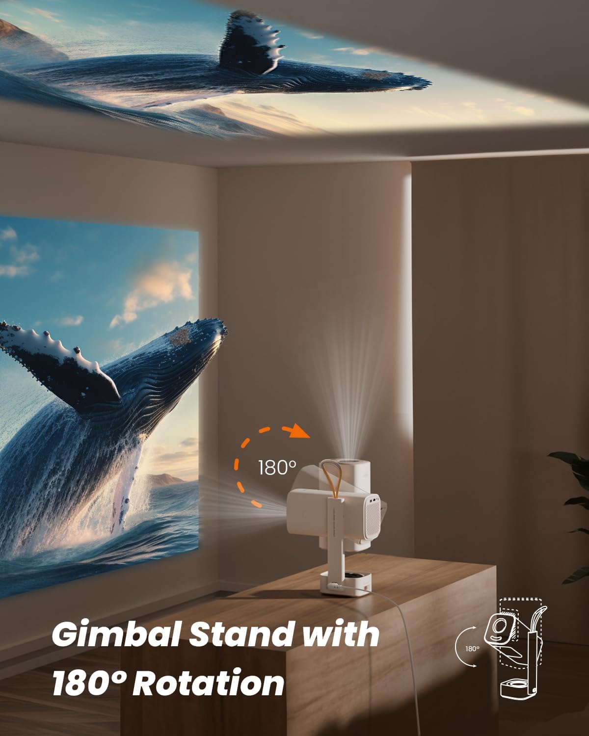 Yaber T1 Pro Mini Projector with WiFi and Bluetooth, Dolby Audio & Turbo Sonic Bass, Auto Focus & Keystone, Native 1080 FHD with HDR10, Portable Projector for Outdoor Indoor Use