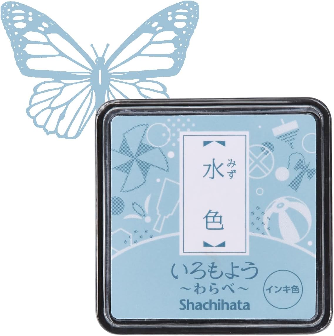 IROMOYO WARABE Stamp PAD, Small Traditional Japanese Ink Colour, Oil-Based Ink pad (Pale Blue)