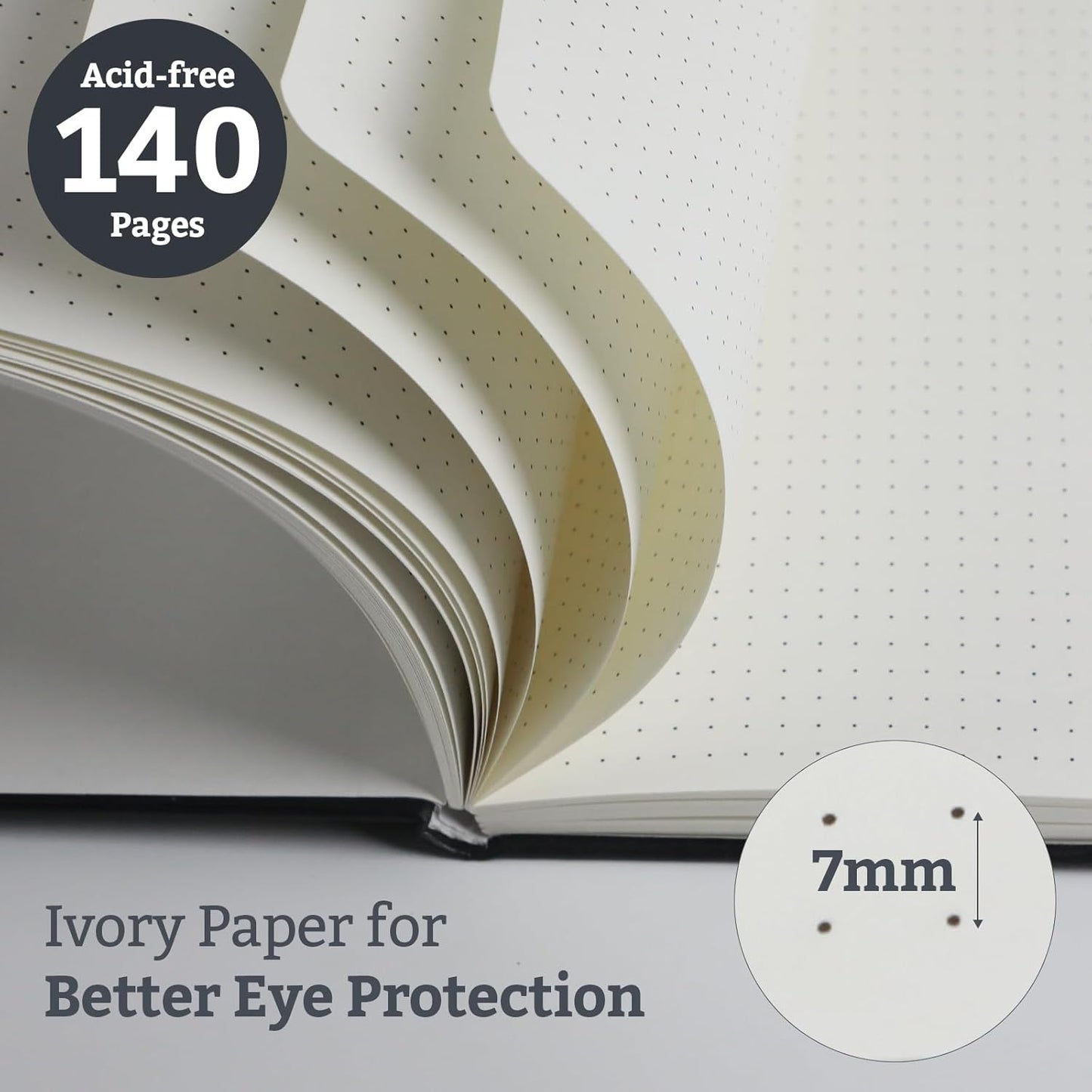 Bullet Dotted Hardcover Journal Notebook, A5 140 Pages 120Gsm Thick Paper for School,Note Taking,Work,Diary，5.7''*8.3'',Navy