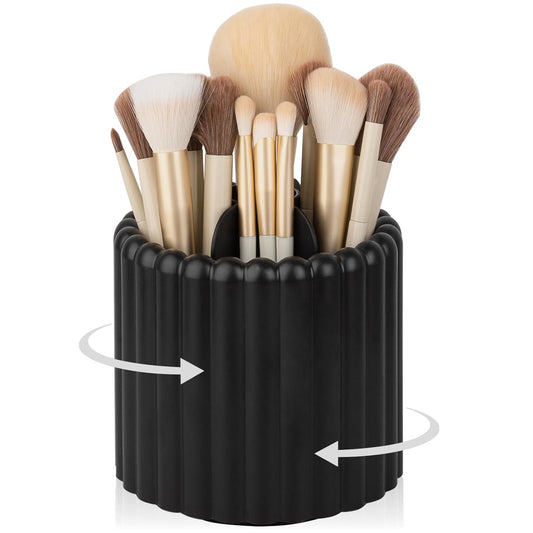 Anyoifax 360 Rotating Makeup Brush Holder 7 Slots Make Up Brush Organizer Removable Spinning Cosmetic Brushes Storage Pen Holder for Vanity, Dresser, Desk, Black