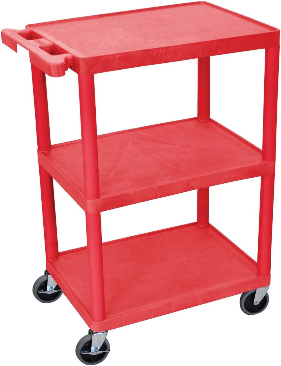 Luxor Multipurpose Storage Utility Cart 3 Shelves Structural Foam Plastic - Red