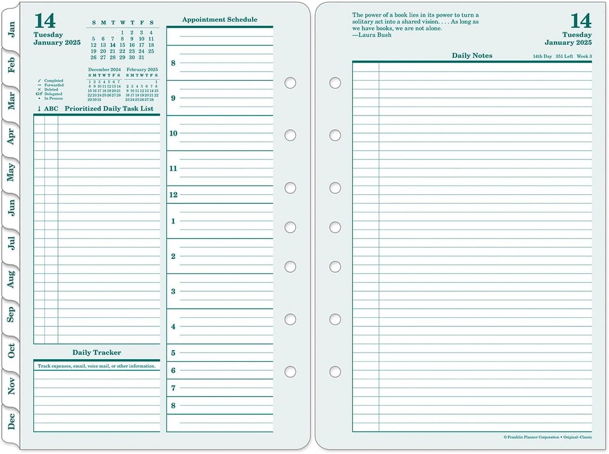 FranklinCovey - Original Two Page Per Day Ring-Bound Planner (Classic, Jan 2025 - Dec 2025)