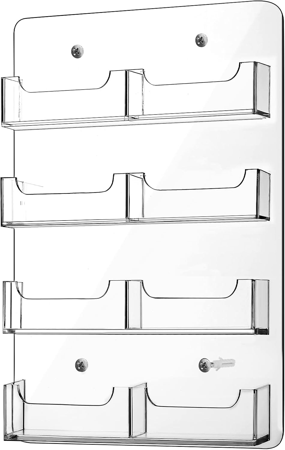 Hillban Acrylic Business Card Holder Wall Mount Clear Sticker Display Rack Multiple Card Holders Clear Acrylic Organizing Sticker Display Stand Pre Drilled(8 Pockets)