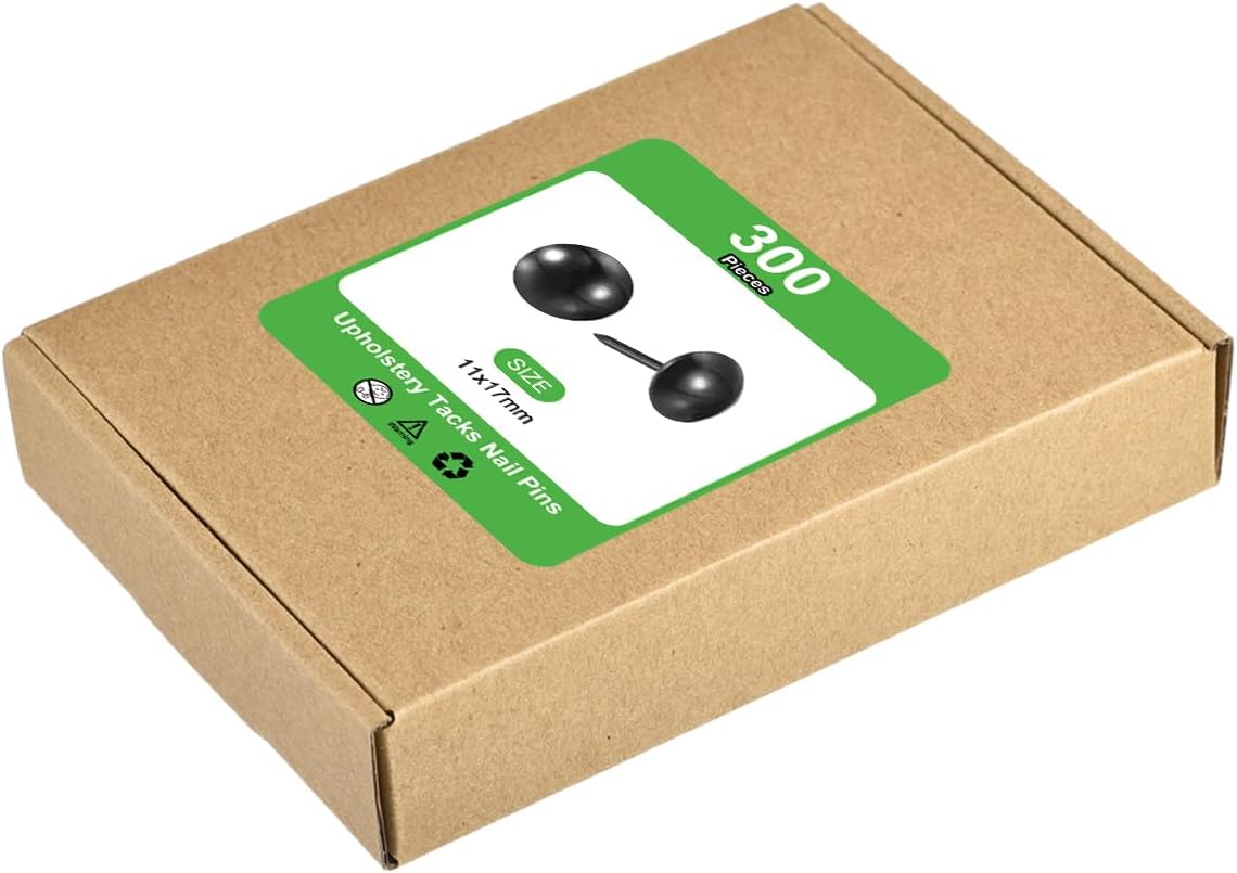 uxcell Upholstery Tacks Nail Pins Furniture, 200Pcs 11x17mm Thumb Tack Pins Assortment Kit Carbon Steel for Home Sofa DIY Decorative Nail Heads Nails, Black