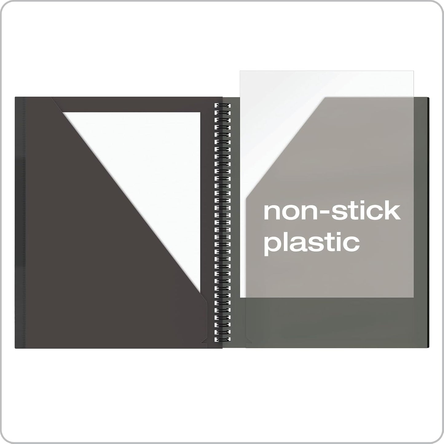 Oxford 10 Pocket Folder, Sturdy Plastic Spiral Portfolio, Anti-Tear Edges, 8 Pockets, 2 Diagonal Interior Pockets, Letter Size, Black (89332)