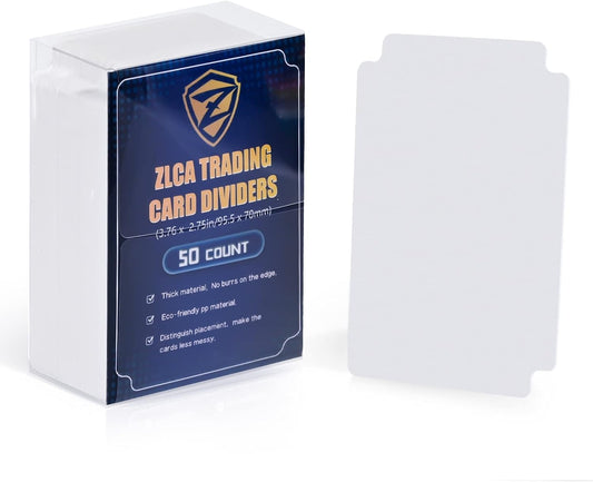 ZLCA 50-Piece Trading Card Dividers with Tabs, Plastic Separator for Storage Box Folder and Games - Baseball, Sports Card, 2.75 x 3.76 Inch (White)