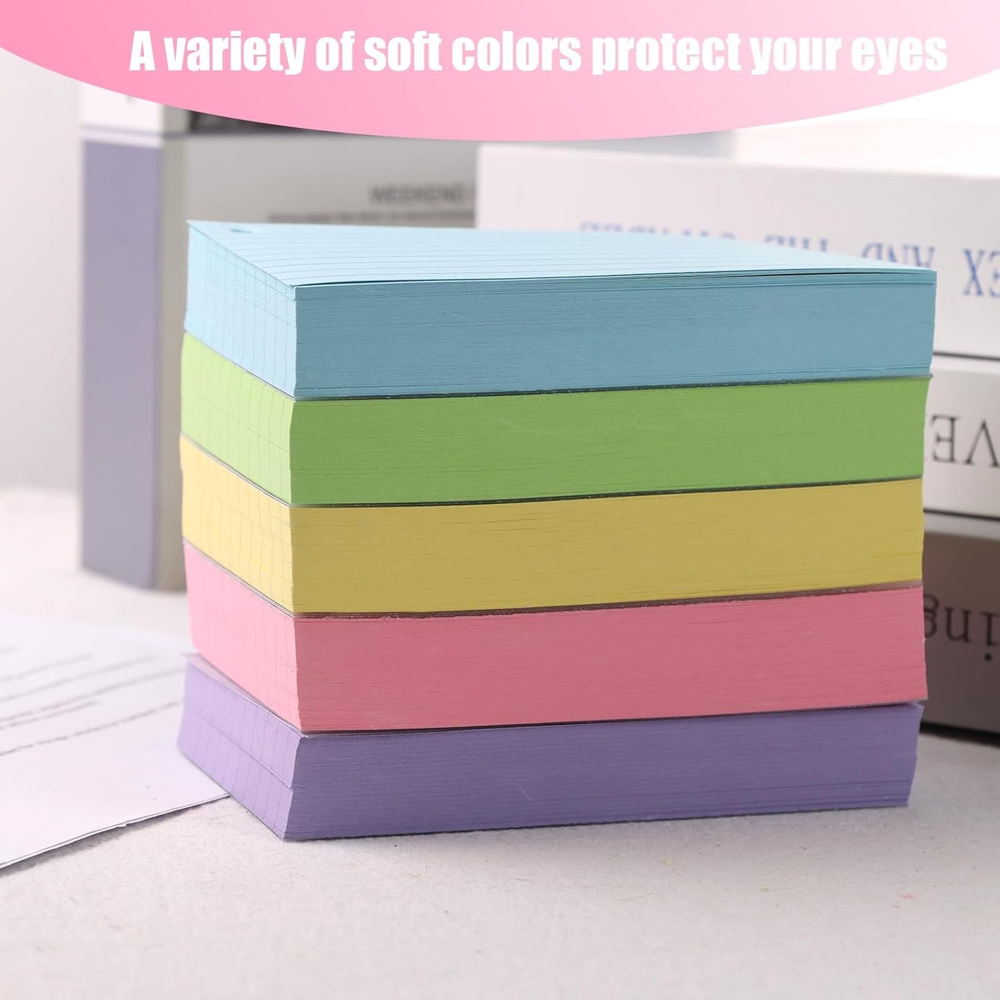 500PCS Index Cards 3x5 Inches, Colored Index Cards with Ring for Back to School, Punched Lined on Both Side Notecards Study Heavy Flashcards for Studying, Learning, College, Memory
