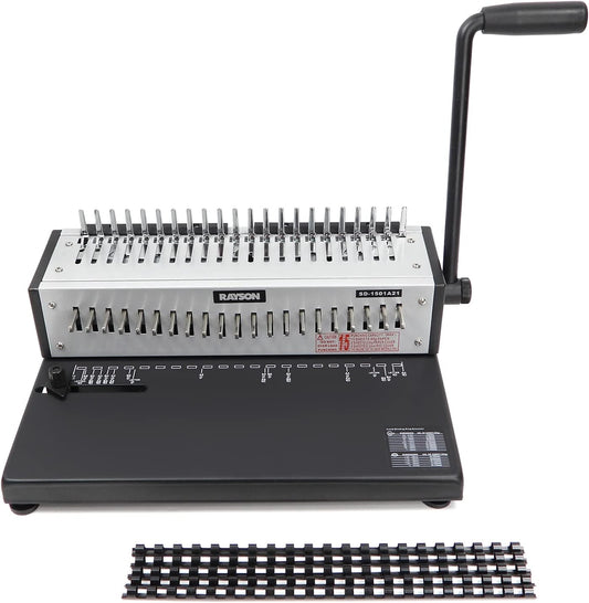 Rayson SD-1501A21 Binding Machine with Combs Set - 21 Hole / 200 Sheets Comb Binder for Punching or Binding