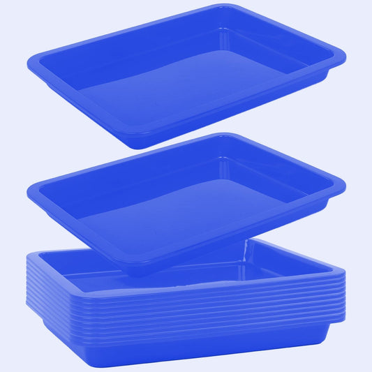 24 Pack Art Trays - Stackable Craft Trays for Kids' DIY Projects & Painting - Shallow Storage Organizer (Blue, 9.45 x 7.1 x 0.98 Inch)