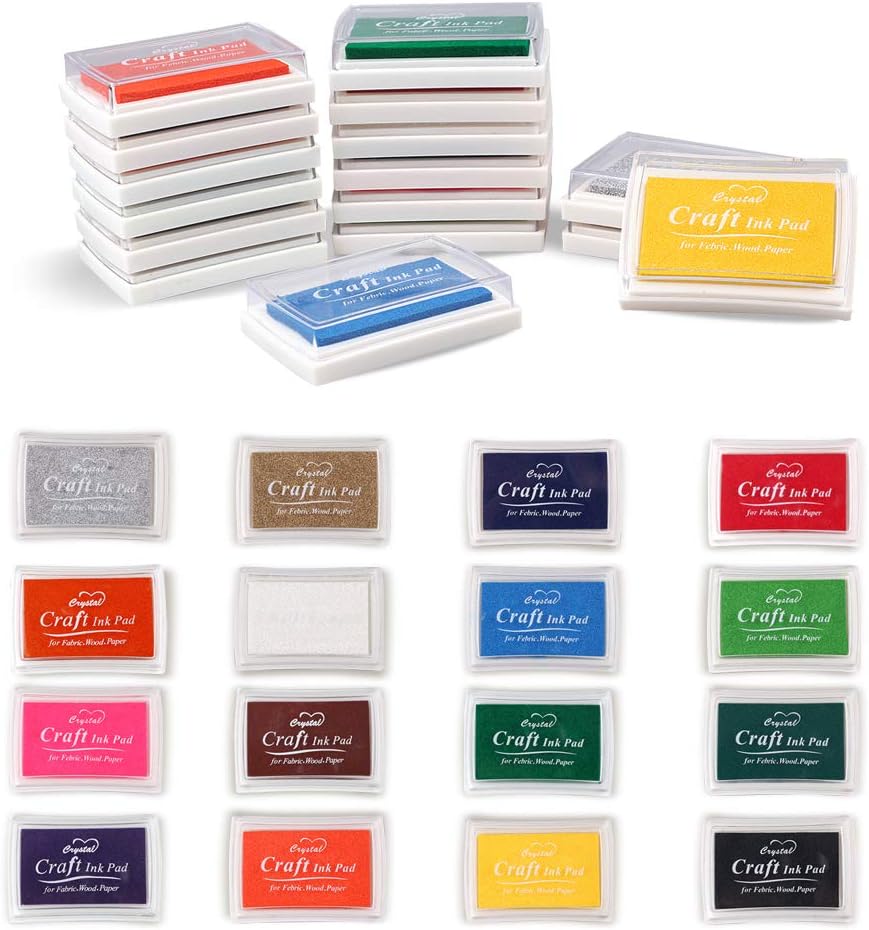 XoreArt Finger Ink Pads for Kids Washable Craft Ink Stamp Pads, 16 Color DIY for Rubber Stamps, Paper, Scrapbooking, Wood Fabric, Best Gift for Kids