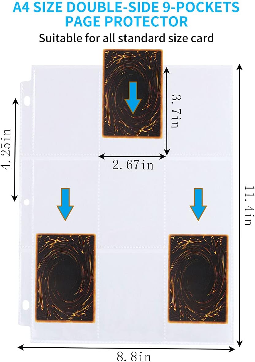 9 Pocket Page Protector - 648 Pockets Premium Double Side Trading Card Sleeves Pages for 3 Ring Binder, Standard Size Card Sheets Protectors