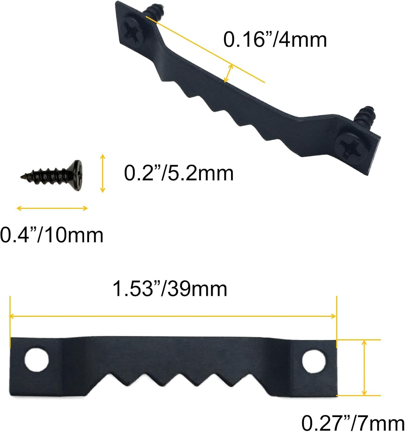 50 Pack Small Sawtooth Picture Hangers - Steel Picture Hanging Solutions with Screws, for Hanging Clock Paintings Artwork Frame Hooks (Black)