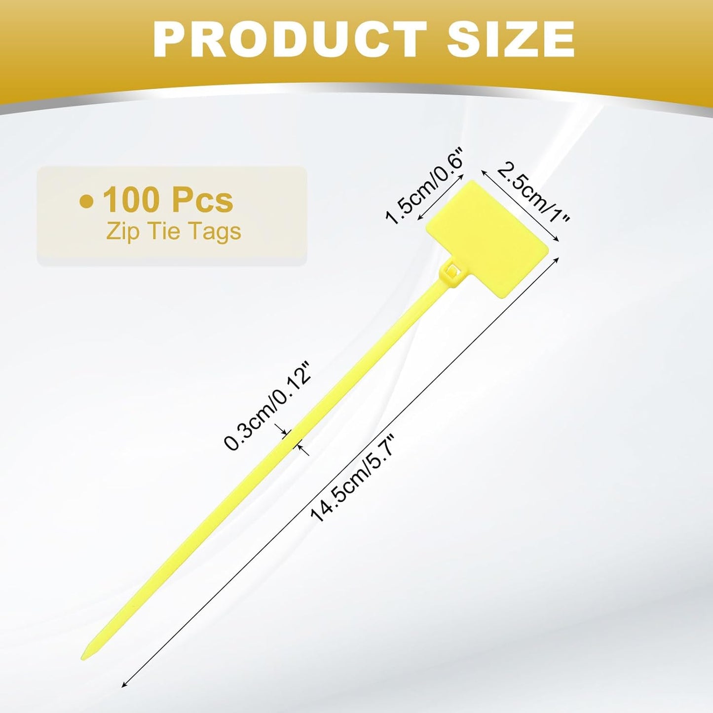 uxcell 100 Pcs Cable Label Marker Tags, Nylon Cable Zip Tie Tags 6.3 Inch Writable Self-Locking Wire Labels Zip Ties for Organization Marking, Yellow