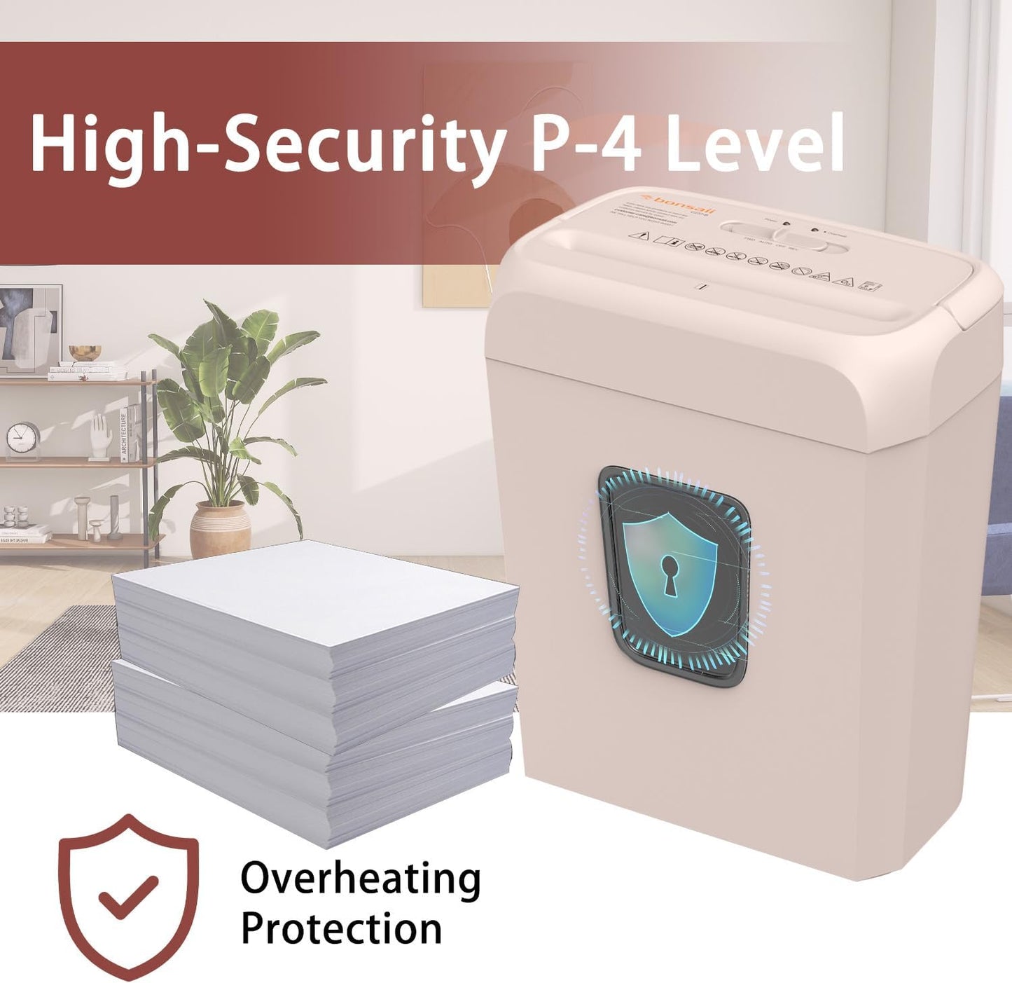 Bonsaii Compact Design for Business Paper Shredder, 6-Sheet Cross-Cut, Credit Card Shredder, Home Office, Handle for Document, Mail, Staple, 3.4 Gal Wastebasket, Pink(C237-B)