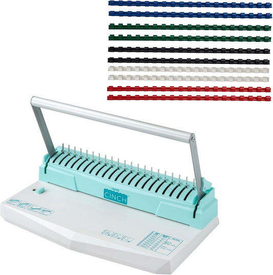We R Memory Keepers Comb Cinch Book Binding Machine, Includes 10 8 mm Binding Combs, Book Binding Kit, Easy to Use, Use for Scrapbooking, Home Offices, & Classrooms