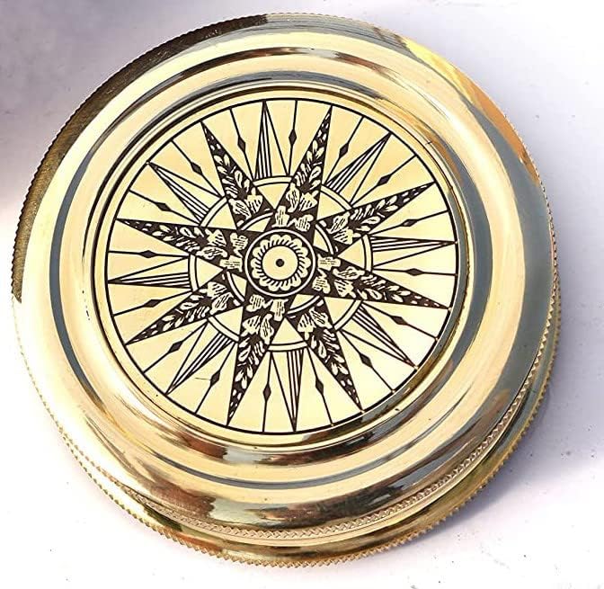 Antiqued Brass Robert Frost Poem Compass with Wooden Box, Inspirational Gifts for Woman, Aniversity Gifts for Men,Engraved Compass,Wedding for Boys, Pocket Compass for Hiking Survival